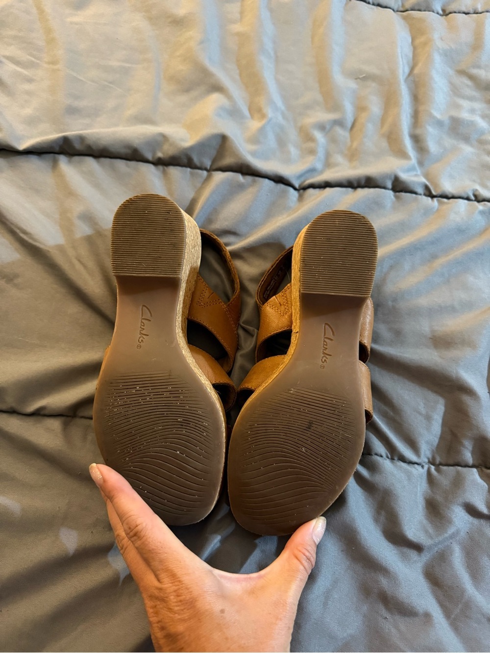 Clarks Brown Leather Crisscross Slingback Sandals - Picture 5 of 12
